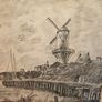 Hand Drawn Charcoal Copy of Jacob van Ruisdael  - Mill at Wijk  -  Framed ,  Glazed Image 5