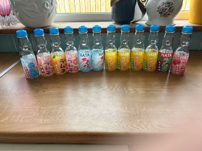 12 x Japanese HATA Ramune Glass Marble Bottles