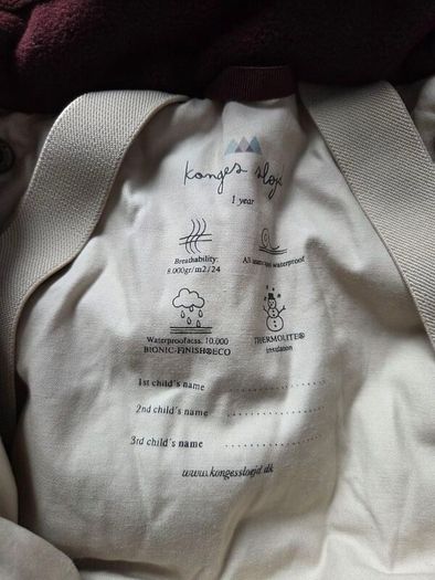 1year, Konges Slojd Burgundy Thermolite Snowsuit