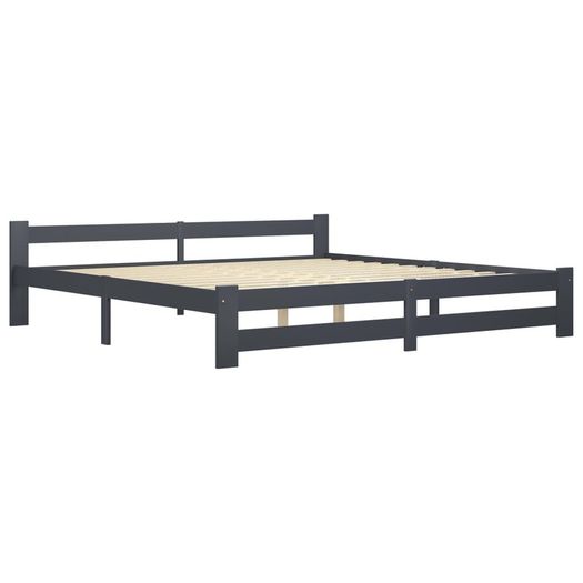 Bed Frame Dark Grey Solid Pine Wood 200x200 cm