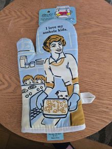 Blue Q humorous oven mitt