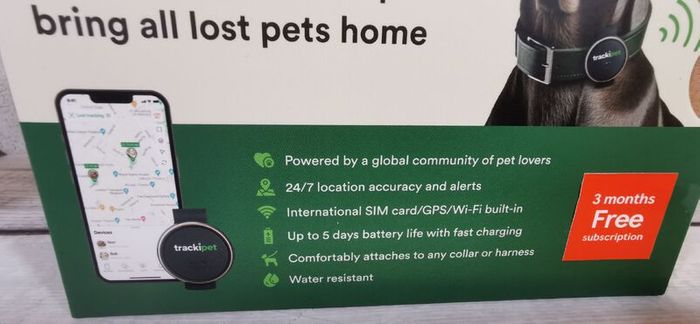 TrackiPet GPS Pet Tracker Dog Tiny Waterproof + 3 Month Subscription
