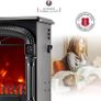 SALE Electric Fireplace Stove Heater with Log Wood Burner Effect - with Fire Flame Effect, Arch Design, Freestanding Portable, Wood Burning LED Light - 1750-1950 watts Image 4