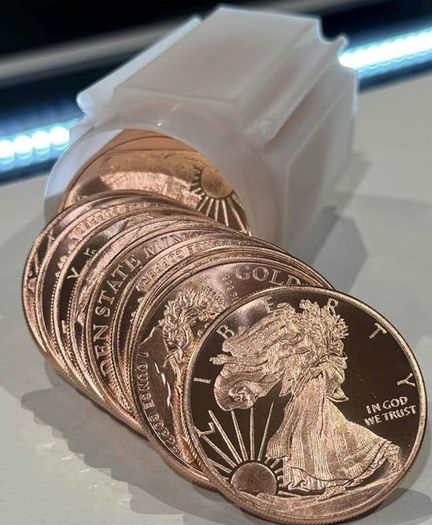 Full tube of 20 x 1 oz 999 Copper copper Walking Liberty Eagle