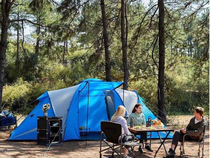 Camping Tunnel Tent 4-6 Person Large Family Tent With 2 Bedroom 4 Man Tent 3000mm Waterproof With Living Area 6 Man Tents for Camping Outdoor Hiking UV Protection with Carry Bag (FREE POSTAGE)