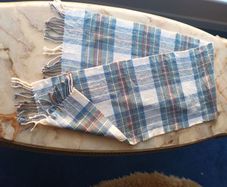 Lambswool "Blarney Woollen Mills" Blue Check Scarf.