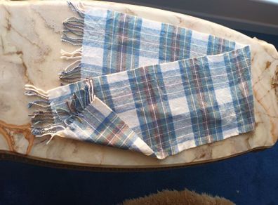 Lambswool "Blarney Woollen Mills" Blue Check Scarf.