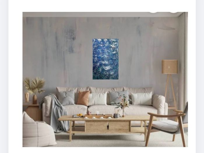 Unique abstract blue painting