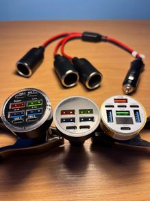 Cigarette lighter splitter and chargers.