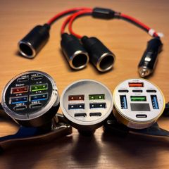 Cigarette lighter splitter and chargers.