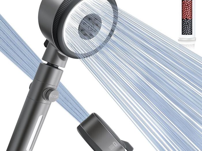 Hard Water Filter Shower Head with 6 Spray Modes(Not for Electric Showers), 360 Swivel Head & On/Off Pause Button, Removes Chlorine & Impurities for Skin & Hair Care