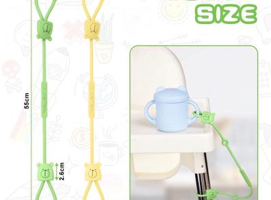 Silicone Toy Clip, 2Pcs Toy Safety Straps, Food Grade Silicone Pacifier Clips Sippy Cup Strap, Adjustable Stroller Pacifier Strap Hanging Toys, Baby Toy Anti Drop Chain
