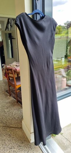 COS black satin bias cut dress