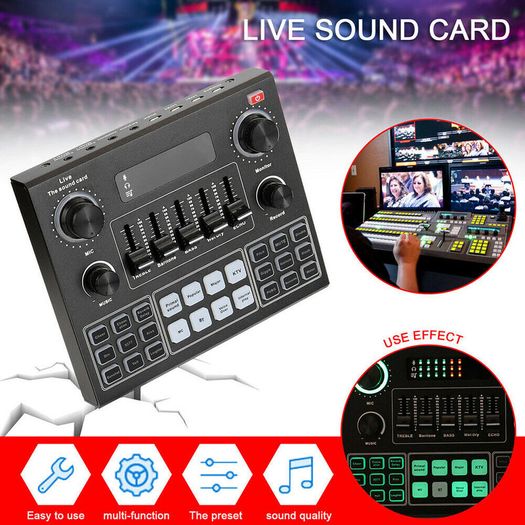 New Pro Sound Card, Multifunctional Live Sound Card, V Bluetooth Sound Card Stereo Audio Mixer for Computer Game Mobile Phone Live Broadcast, for Computer Game, Mobile Phone ,Live Broadcast