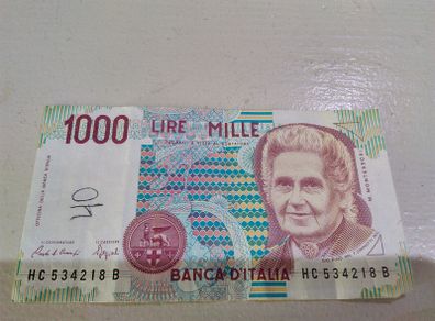 Italian 1000 lire banknote