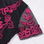 Country Casuals CC Black Sheer Mesh Fuchsia Pink Soutache Ribbon Embroidered V-Neck Midi Dress 16UK/44EU Image 7