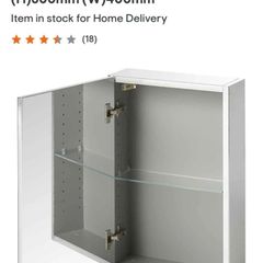 GoodHome Imandra Matt Silver Mirror effect Compact Single Bathroom Cabinet with Mirrored door