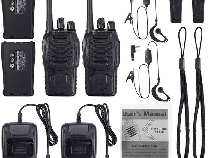 NEW SALE- 10pcs Two-Way Radio Walkie Talkies-Long Range Walkie Talkie 16CH Single Band LED Light Voice Prompt with Original Earpieces for Field Survival Biking