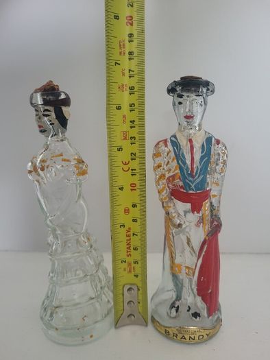 Vintage Nogueras Comas Figural Brandy Bottles Matador & LadyBarcelona Spain