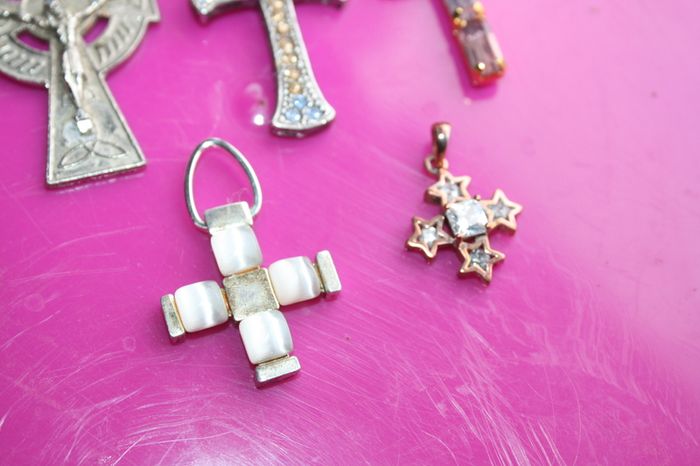 Collection of 5 Crosses Jesus Christian Onyx Zirconia Others 5cm , 3,5cm
