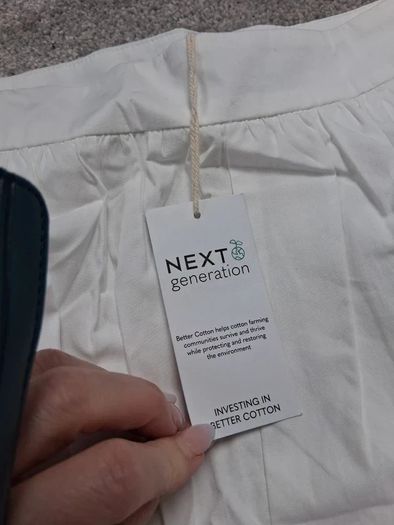 Brand New with tags UK16 Next White 100% Cotton Bubble Hem Mini Skirt