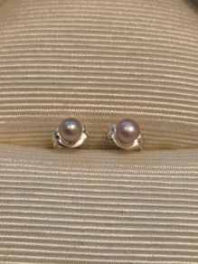 925 Sterling Silver Pink Pearl Earrings