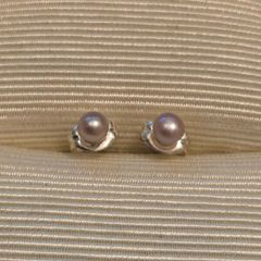 925 Sterling Silver Pink Pearl Earrings