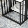 Set of 2 side tables nesting stackable coffee tables with marble-effect wood-look top black metal frame Image 4