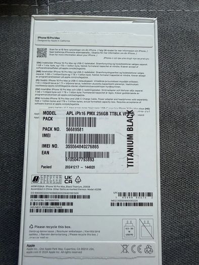 iPhone 16 pro max 256GB