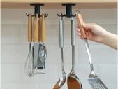 Utensil Holder Hook, Self Adhesive Kitchen Hanger Storage Oganiser Hook Under Cabinet Rotatable Hooks Holder for Utensil, Towel, Spoon, Ladle with 6 Hooks (White)