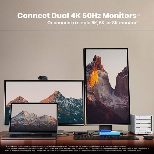 CalDigit Thunderbolt 4 Element Hub - Universal Multi-Port Hub, 4X Thunderbolt 4/USB4 Ports, 4X USB 3.2 Gen2 10Gb/s Ports, Single display up to 8K or Dual 4K 60Hz Displays, 60W Charging with 0.8m Cable