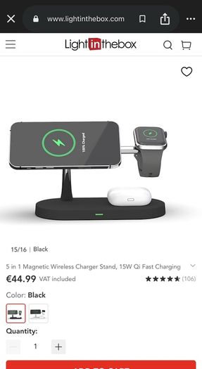 5 in 1 MagSafe Charging Dock Station with LED Night Light for iPhone, Apple Watch, AirPods