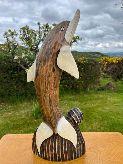 Wooden Dolphin Sculpture 50 cm in height