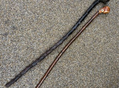 Black thorn and Hazel walking sticks X2