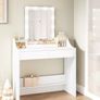90cm Dressing Table with LED Lighting, Adjustable Brightness, Dressing Table with Mirror, with 2 Drawers and 2 Open Compartments, Modern, White Image 5