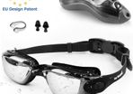 Swimming Goggles Adult Mens Children - Mirror Swim Goggles Anti Fog with UV Protection No Leaking with Nose Clip and Earplugs, Designed for Mens Womens Kids