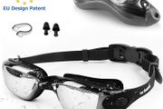 Swimming Goggles Adult Mens Children - Mirror Swim Goggles Anti Fog with UV Protection No Leaking with Nose Clip and Earplugs, Designed for Mens Womens Kids