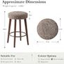 Set of 2 Chenille Bar Stools, 68cm Counter Height Upholstered Kitchen Bar Chairs with Solid Wood Legs Image 2
