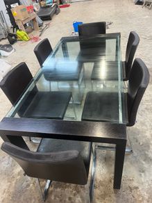 Modern black glass dining set-6 chairs- casa design