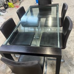 Modern black glass dining set-6 chairs- casa design