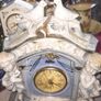 Porcelain Mantel Clock with Two Cherubs and Two Doves on top, and floral accents, Postage Available Image 3