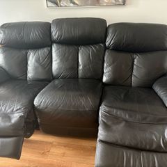 Black Leather Recliner sofa 3 Seater