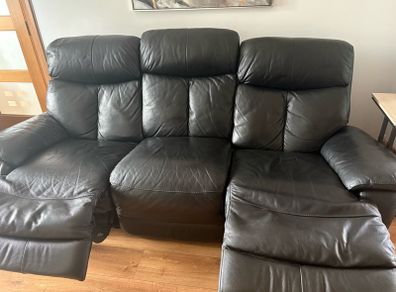 Black Leather Recliner sofa 3 Seater