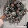 Stunning pink snow flocked wreath Image 2