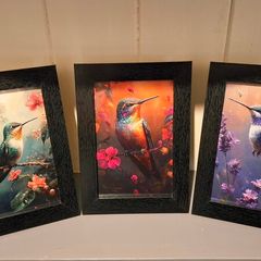Trio of Framed Hummingbirds