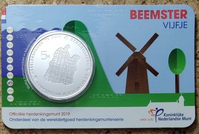 Netherlands 5 Euro Base Metals (Silver Plated) Brilliant Uncirculated Coin 2019 - Beemster