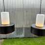 Rare vintage run of 2 Danish suspended pendant lights by Fog & Morup. Image 6