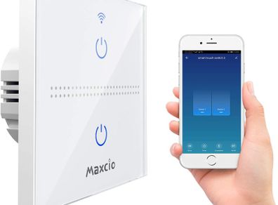 Smart WiFi Light Switch, Maxcio Alexa Smart Wall Light Switch 1Gang 1Way, Alexa Google Home Control, Smartlife APP Control, Timer/Schedule,Neutral Wire Required,Switch-1 Gang)