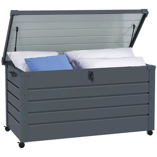 311L Galvanised Steel Garden Storage Box, with Lock - Dark Grey