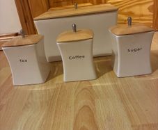 Ceramic Kitchen Storage Set, Bread bin & 3 canisters